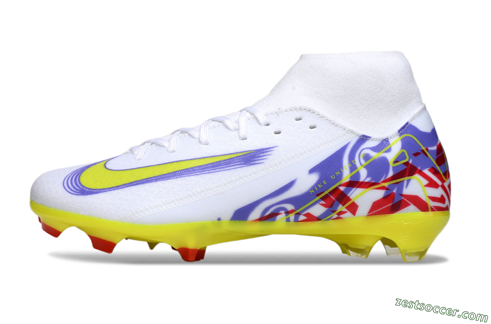 Nike Air Zoom Mercurial Superfly 10 Academy FG High-Tops Soccer Cleats - White/Purple/Yellow/Red 2