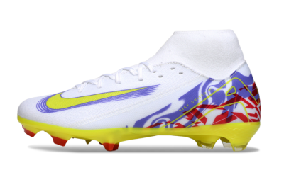 Nike Air Zoom Mercurial Superfly 10 Academy FG High-Tops Soccer Cleats - White/Purple/Yellow/Red