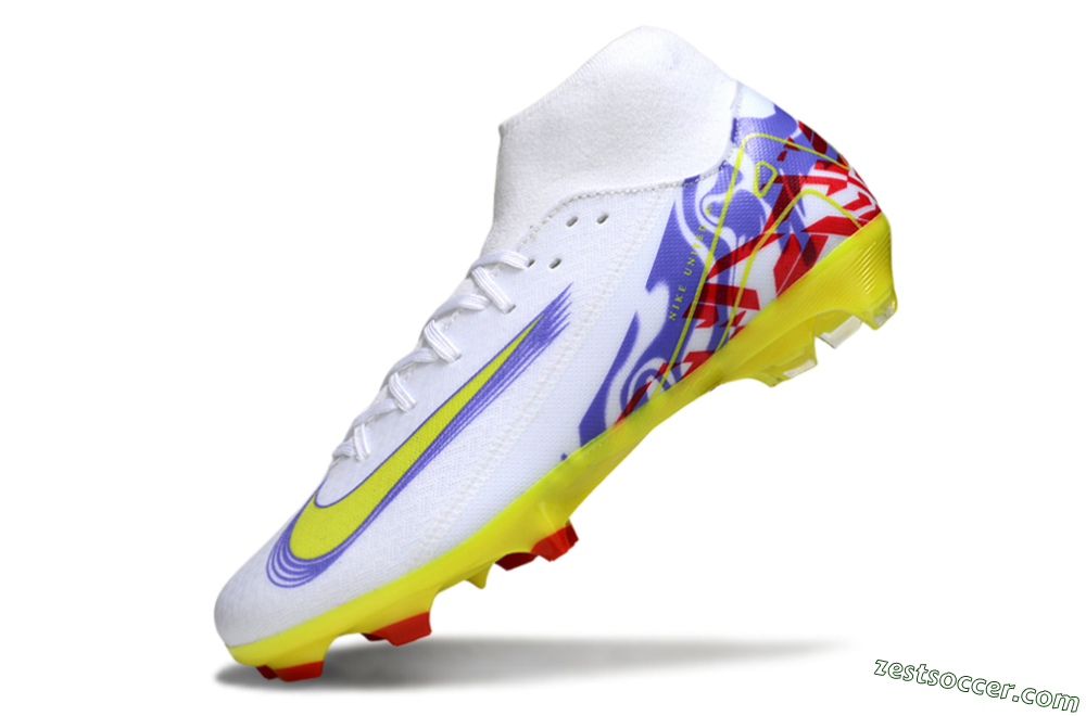 Nike Air Zoom Mercurial Superfly 10 Academy FG High-Tops Soccer Cleats - White/Purple/Yellow/Red 5