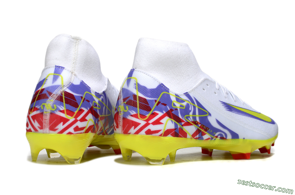 Nike Air Zoom Mercurial Superfly 10 Academy FG High-Tops Soccer Cleats - White/Purple/Yellow/Red 6