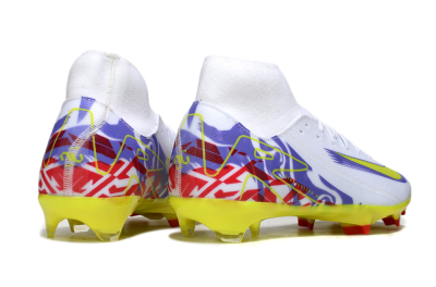 Nike Air Zoom Mercurial Superfly 10 Academy FG High-Tops Soccer Cleats - White/Purple/Yellow/Red