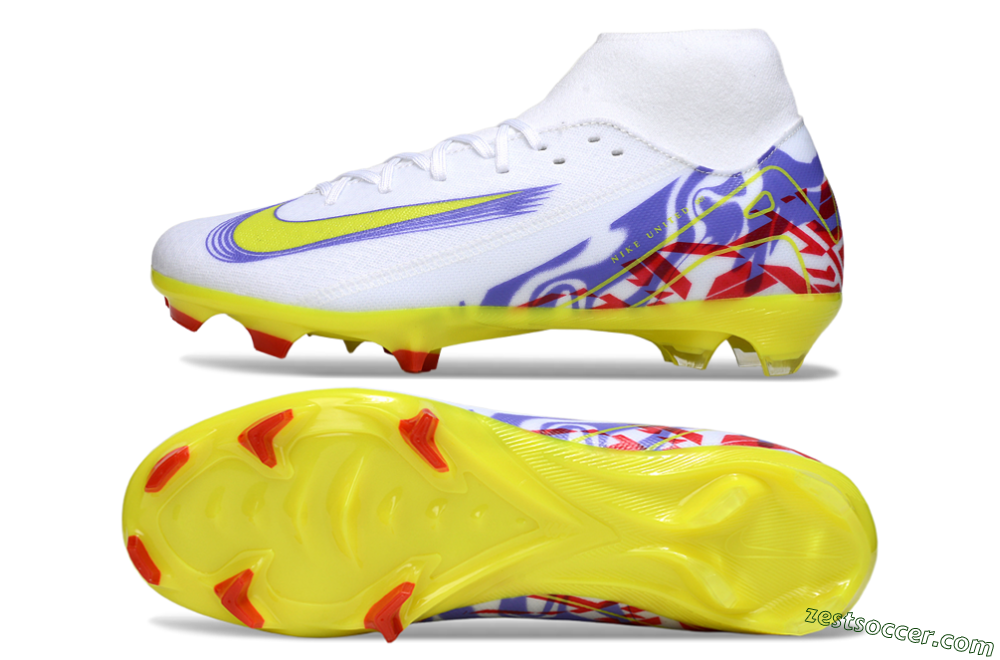 Nike Air Zoom Mercurial Superfly 10 Academy FG High-Tops Soccer Cleats - White/Purple/Yellow/Red 1