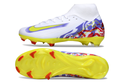 Nike Air Zoom Mercurial Superfly 10 Academy FG High-Tops Soccer Cleats - White/Purple/Yellow/Red