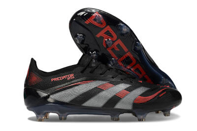 Adidas Predator 25 Elite FG Low-Tops Soccer Cleats - Black/Grey/Red
