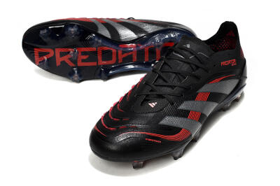 Adidas Predator 25 Elite FG Low-Tops Soccer Cleats - Black/Grey/Red