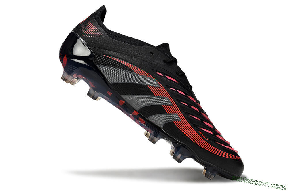 Adidas Predator 25 Elite FG Low-Tops Soccer Cleats - Black/Grey/Red 4