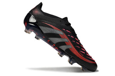 Adidas Predator 25 Elite FG Low-Tops Soccer Cleats - Black/Grey/Red