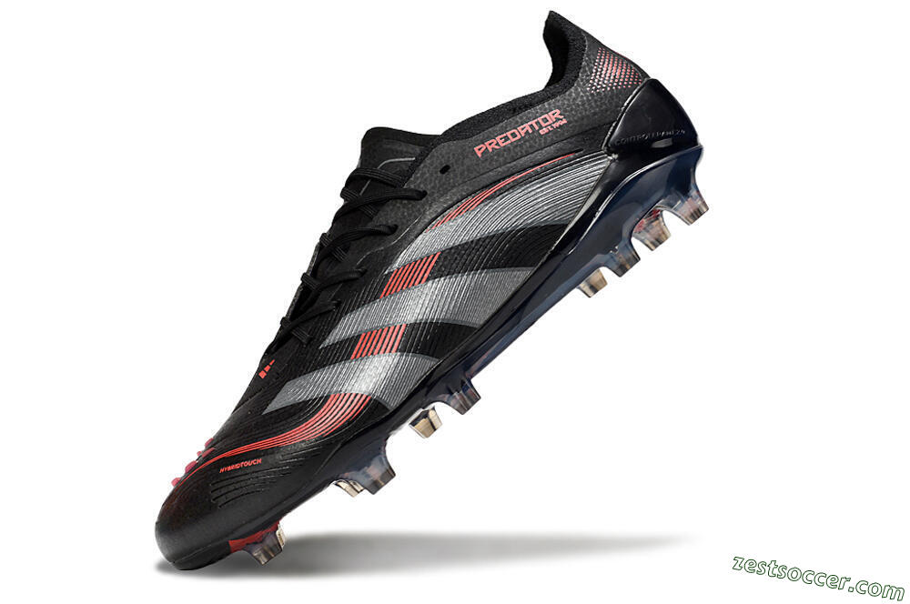 Adidas Predator 25 Elite FG Low-Tops Soccer Cleats - Black/Grey/Red 5
