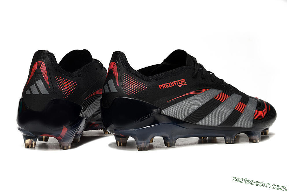 Adidas Predator 25 Elite FG Low-Tops Soccer Cleats - Black/Grey/Red 6