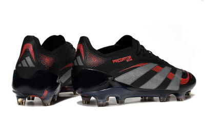 Adidas Predator 25 Elite FG Low-Tops Soccer Cleats - Black/Grey/Red
