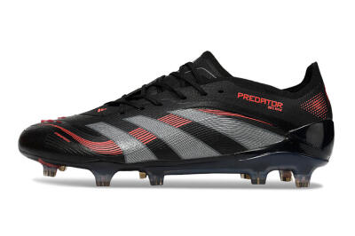 Adidas Predator 25 Elite FG Low-Tops Soccer Cleats - Black/Grey/Red