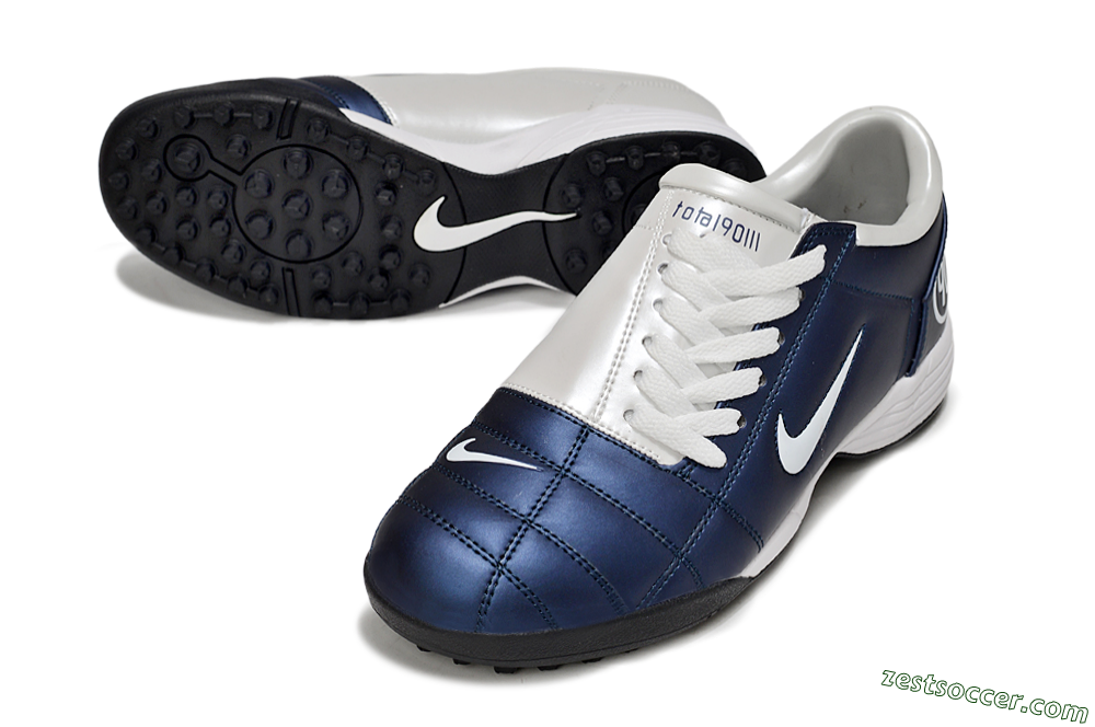 Nike Total 90 II TF Low-Tops Soccer Shoes - Blue/White/Black 3
