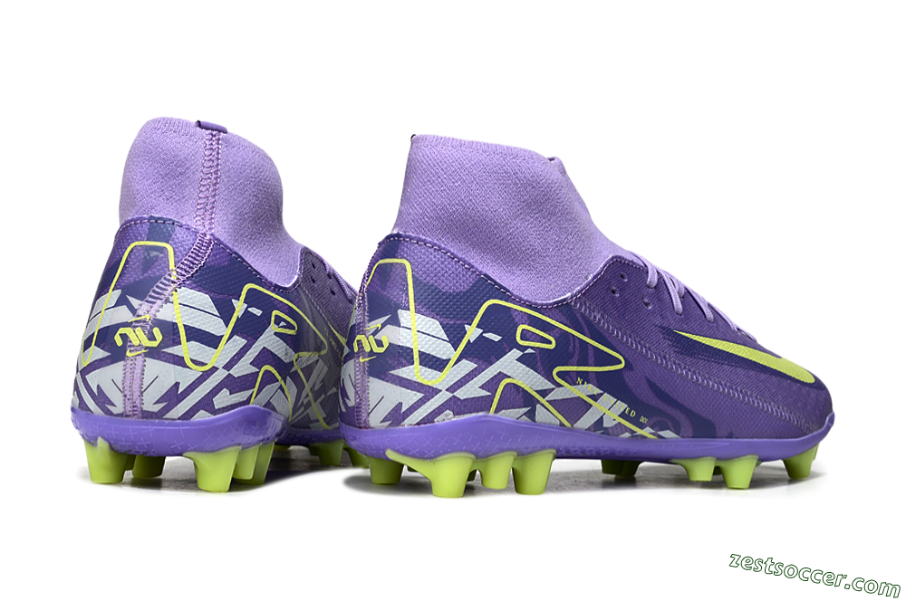 Nike Air Zoom Mercurial Superfly 10 Academy AG High-Tops Soccer Cleats - Purple/Yellow/White 6