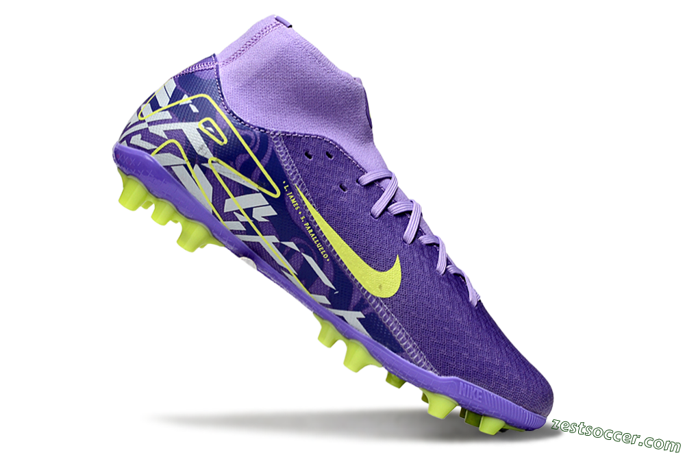Nike Air Zoom Mercurial Superfly 10 Academy AG High-Tops Soccer Cleats - Purple/Yellow/White 4