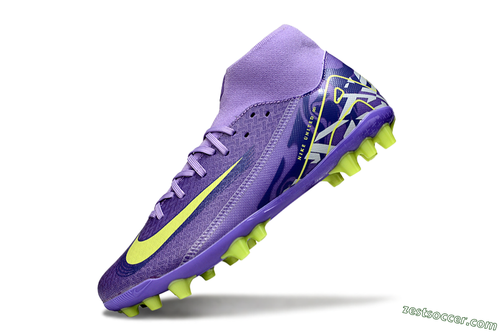 Nike Air Zoom Mercurial Superfly 10 Academy AG High-Tops Soccer Cleats - Purple/Yellow/White 5