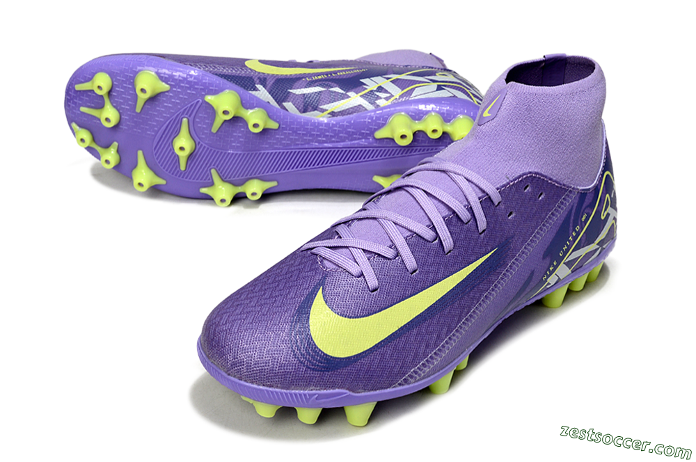 Nike Air Zoom Mercurial Superfly 10 Academy AG High-Tops Soccer Cleats - Purple/Yellow/White 3