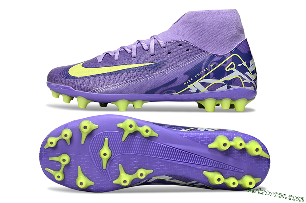 Nike Air Zoom Mercurial Superfly 10 Academy AG High-Tops Soccer Cleats - Purple/Yellow/White 1