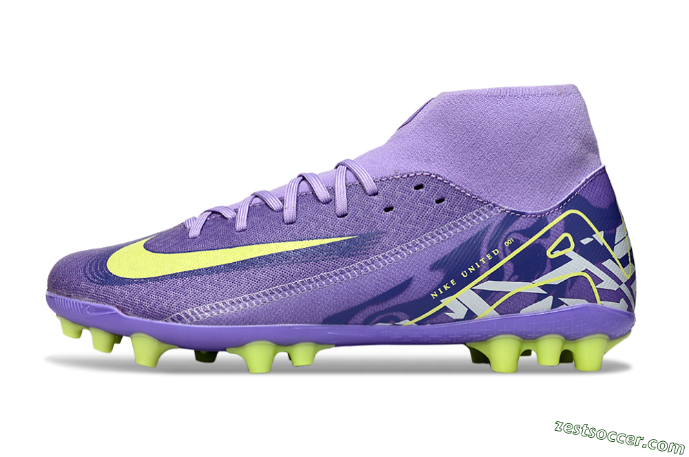 Nike Air Zoom Mercurial Superfly 10 Academy AG High-Tops Soccer Cleats - Purple/Yellow/White 2