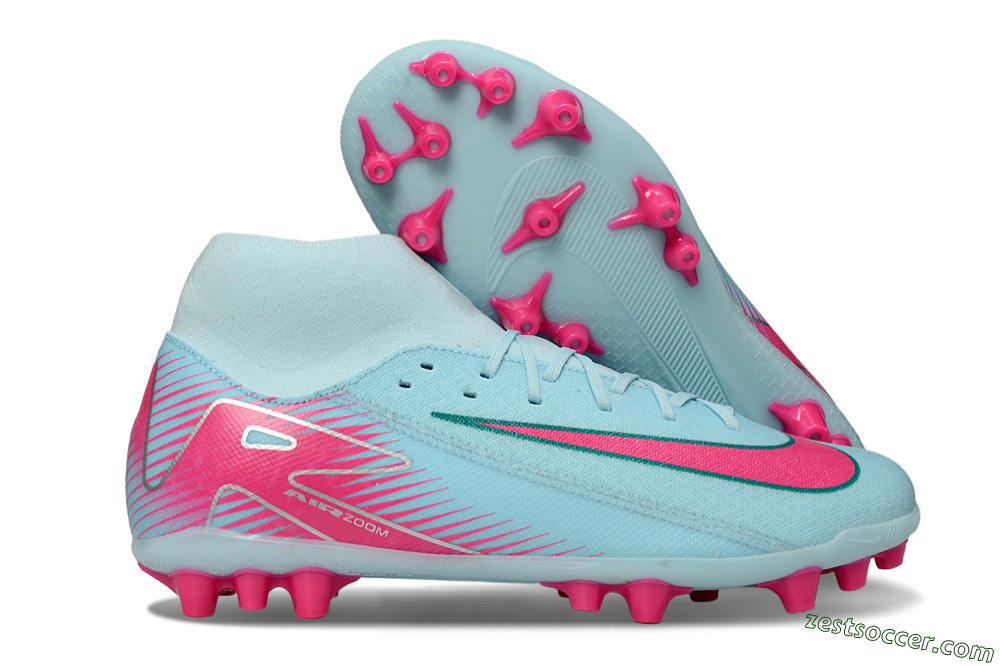 Nike Air Zoom Mercurial Superfly 10 Academy AG High-Tops Soccer Cleats - Jade/Pink/Silver 0