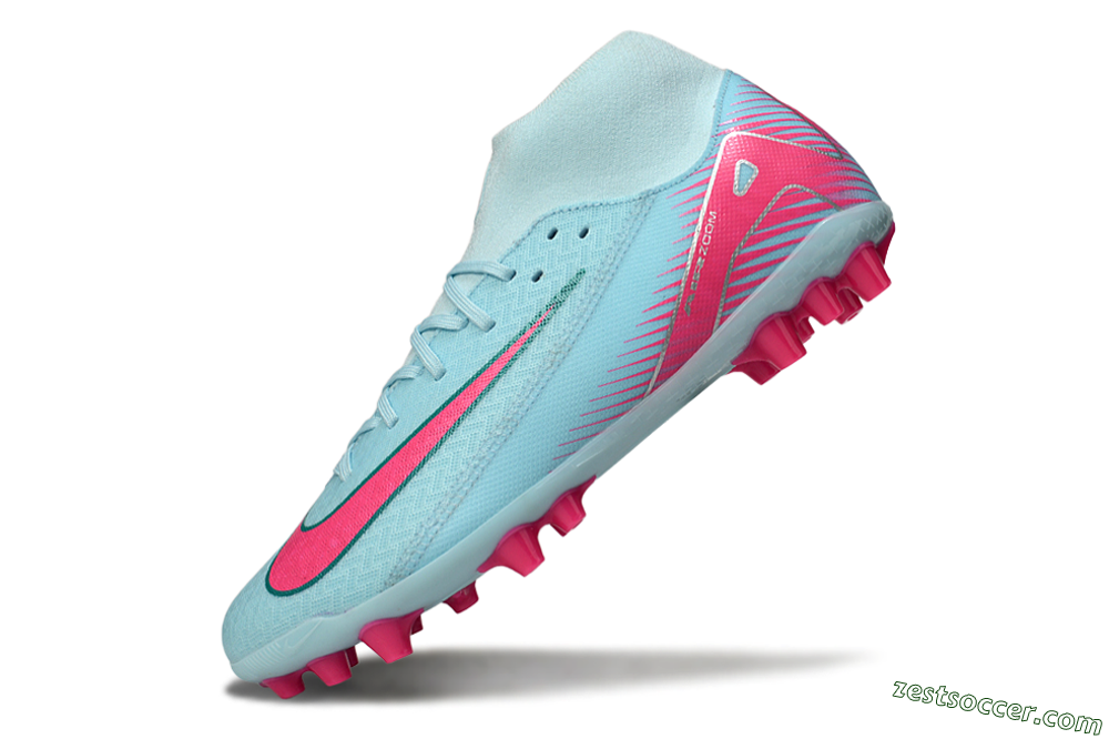 Nike Air Zoom Mercurial Superfly 10 Academy AG High-Tops Soccer Cleats - Jade/Pink/Silver 5