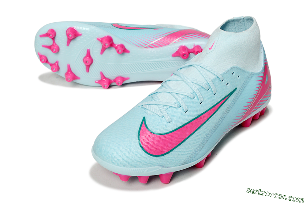 Nike Air Zoom Mercurial Superfly 10 Academy AG High-Tops Soccer Cleats - Jade/Pink/Silver 3