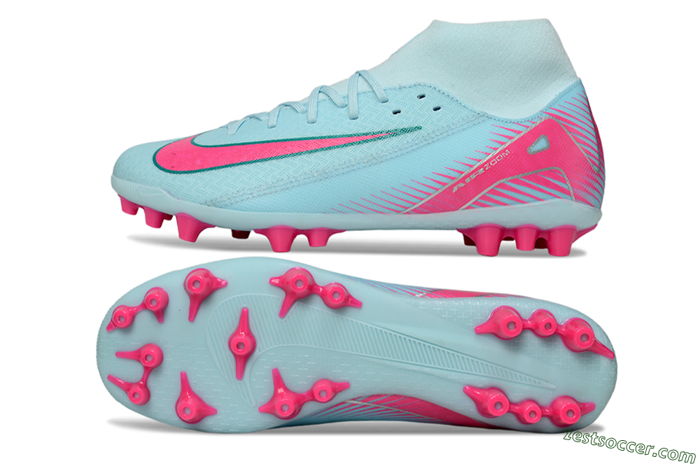 Nike Air Zoom Mercurial Superfly 10 Academy AG High-Tops Soccer Cleats - Jade/Pink/Silver 1