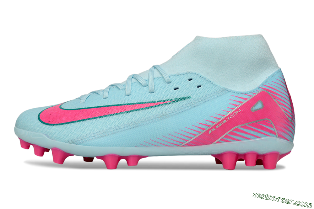 Nike Air Zoom Mercurial Superfly 10 Academy AG High-Tops Soccer Cleats - Jade/Pink/Silver 2