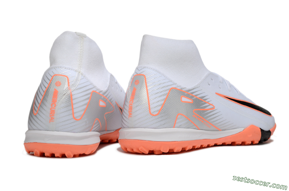 Nike Air Zoom Mercurial Superfly 10 Academy TF High-Tops Soccer Shoes - White/Black/Orange/Silver 6