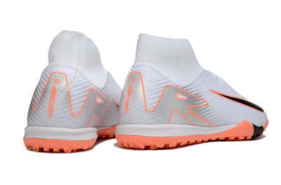 Nike Air Zoom Mercurial Superfly 10 Academy TF High-Tops Soccer Shoes - White/Black/Orange/Silver