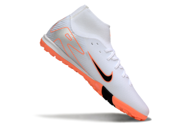 Nike Air Zoom Mercurial Superfly 10 Academy TF High-Tops Soccer Shoes - White/Black/Orange/Silver
