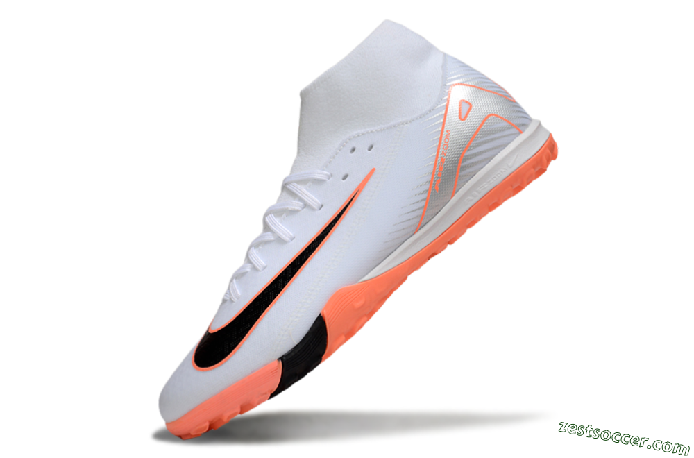Nike Air Zoom Mercurial Superfly 10 Academy TF High-Tops Soccer Shoes - White/Black/Orange/Silver 5
