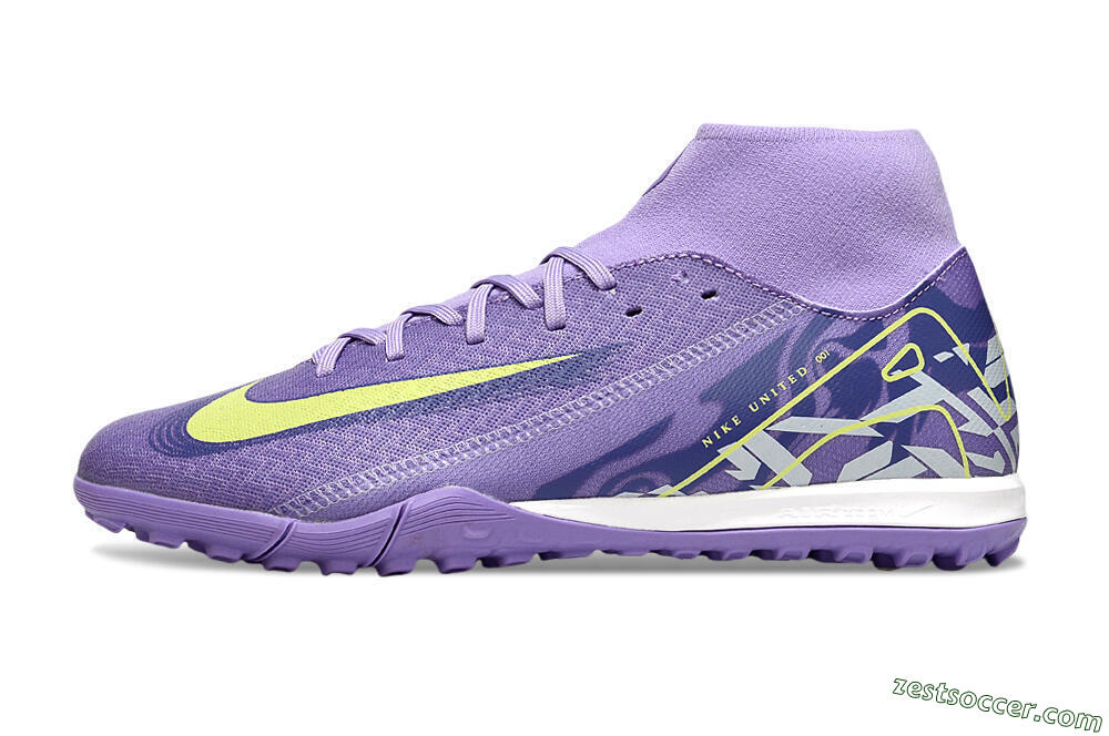 Nike Air Zoom Mercurial Superfly 10 Academy TF High-Tops Soccer Shoes - Purple/Yellow/White 2