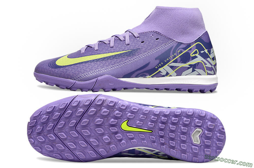 Nike Air Zoom Mercurial Superfly 10 Academy TF High-Tops Soccer Shoes - Purple/Yellow/White 1