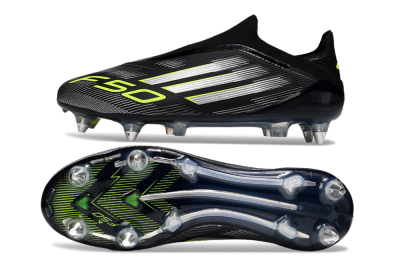 Adidas F50 Elite Laceless SG Low-Tops Soccer Cleats - Black/Silver/Yellow