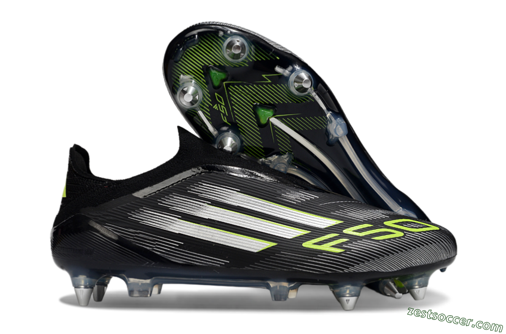 Adidas F50 Elite Laceless SG Low-Tops Soccer Cleats - Black/Silver/Yellow 0