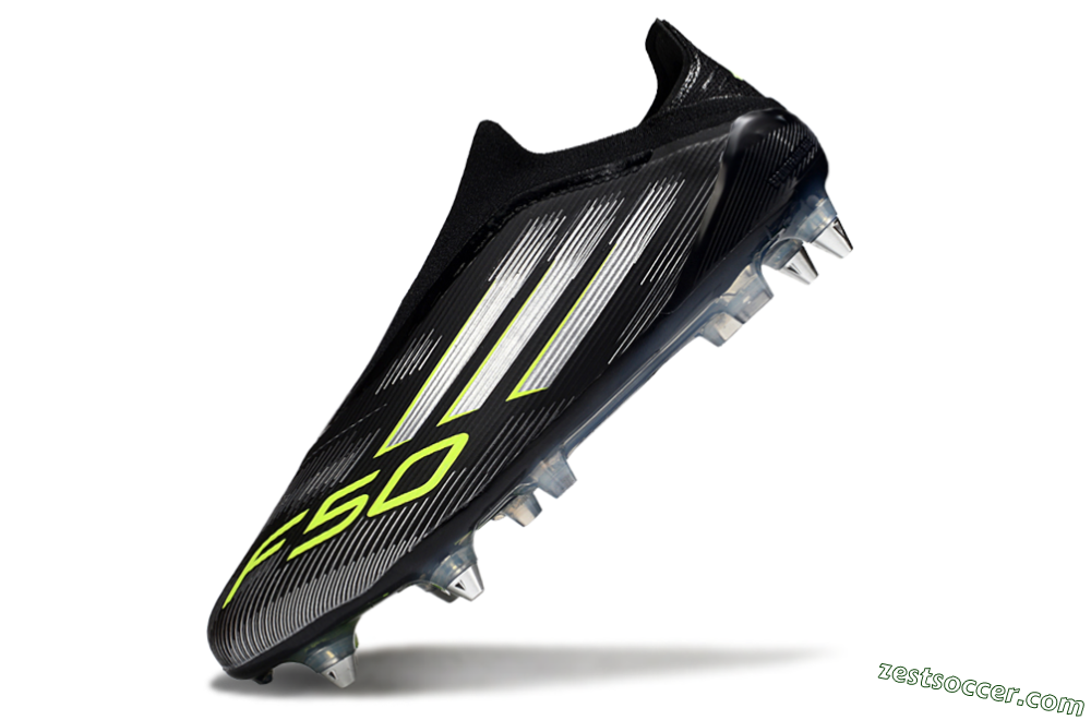 Adidas F50 Elite Laceless SG Low-Tops Soccer Cleats - Black/Silver/Yellow 5