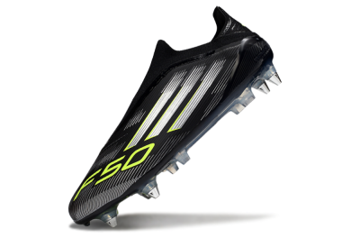 Adidas F50 Elite Laceless SG Low-Tops Soccer Cleats - Black/Silver/Yellow