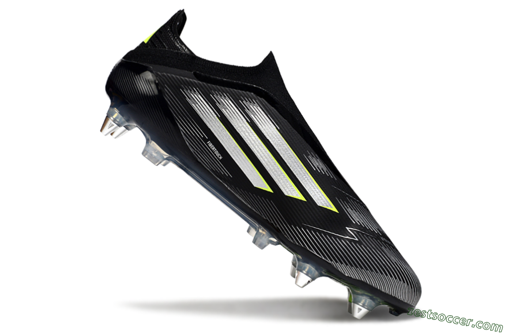 Adidas F50 Elite Laceless SG Low-Tops Soccer Cleats - Black/Silver/Yellow 4
