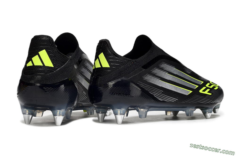 Adidas F50 Elite Laceless SG Low-Tops Soccer Cleats - Black/Silver/Yellow 6