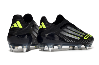 Adidas F50 Elite Laceless SG Low-Tops Soccer Cleats - Black/Silver/Yellow