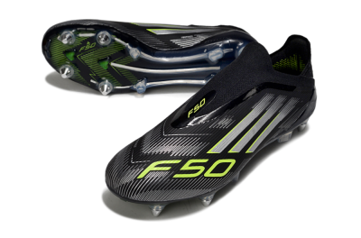 Adidas F50 Elite Laceless SG Low-Tops Soccer Cleats - Black/Silver/Yellow