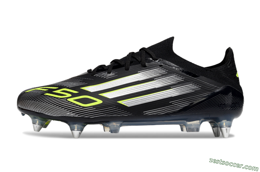 Adidas F50 Elite SG Low-Tops Soccer Cleats - Black/Silver/Yellow 2