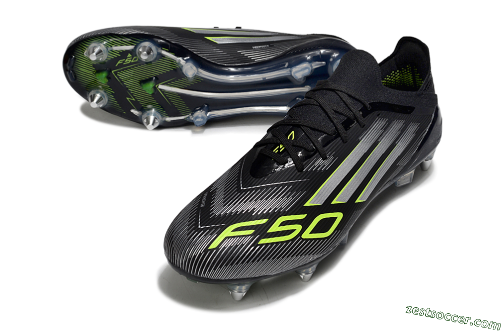 Adidas F50 Elite SG Low-Tops Soccer Cleats - Black/Silver/Yellow 3