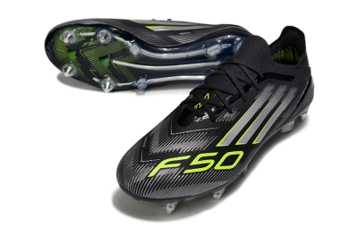 Adidas F50 Elite SG Low-Tops Soccer Cleats - Black/Silver/Yellow