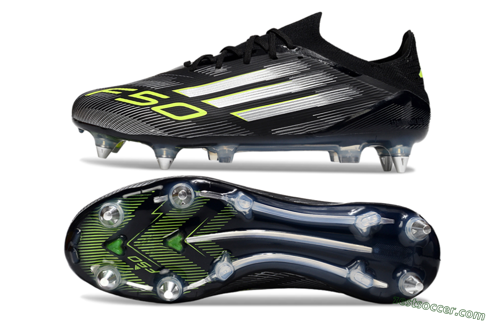 Adidas F50 Elite SG Low-Tops Soccer Cleats - Black/Silver/Yellow 1