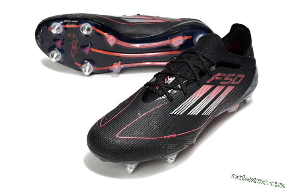 Adidas F50 Elite SG Low-Tops Soccer Cleats - Black/Silver/Red 3