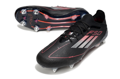 Adidas F50 Elite SG Low-Tops Soccer Cleats - Black/Silver/Red