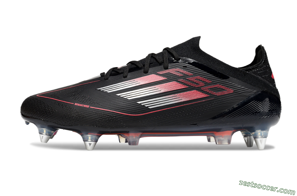 Adidas F50 Elite SG Low-Tops Soccer Cleats - Black/Silver/Red 2