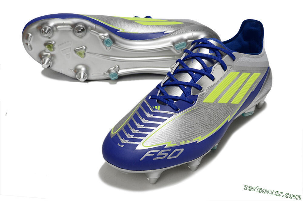 Adidas F50 Elite SG Low-Tops Soccer Cleats - Silver/Yellow/Blue 3