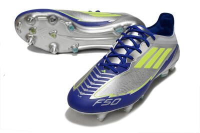 Adidas F50 Elite SG Low-Tops Soccer Cleats - Silver/Yellow/Blue